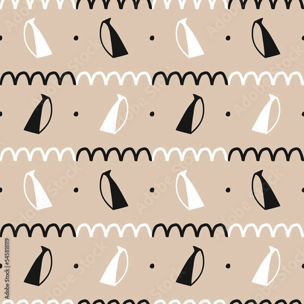 Fototapeta Seamless pattern. Black and white vases. Boho style.