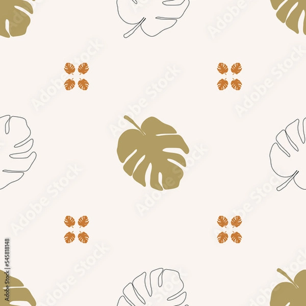 Fototapeta Seamless pattern with monstera. Boho style. 