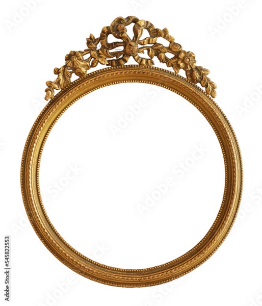Fototapeta Empty little antique frame in golden bronze withart nouveaux style detail
