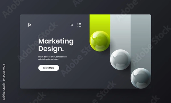 Fototapeta Abstract website design vector layout. Vivid realistic spheres web banner concept.