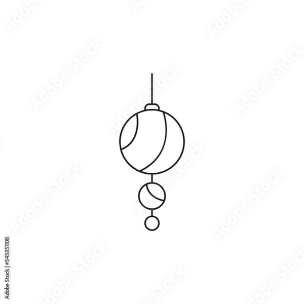 Fototapeta Christmas tree toy, line art, simple minimalistic design, black and white