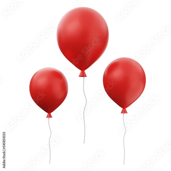 Fototapeta Red balloons, PNG IMAGE, 3D Rendering