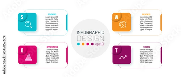 Fototapeta Business concept infographic template with swot analysis.