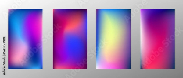 Fototapeta Abstract bright gradient background. Set of 4 backgrounds. Creative modern vector illustration. Holographic spectrum for coating.