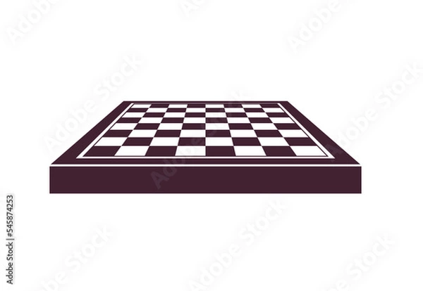 Fototapeta Chessboard and chequered dark white chessboard strategy game, intelligent hobby activity, competition or tournament concept flat illustration.	
