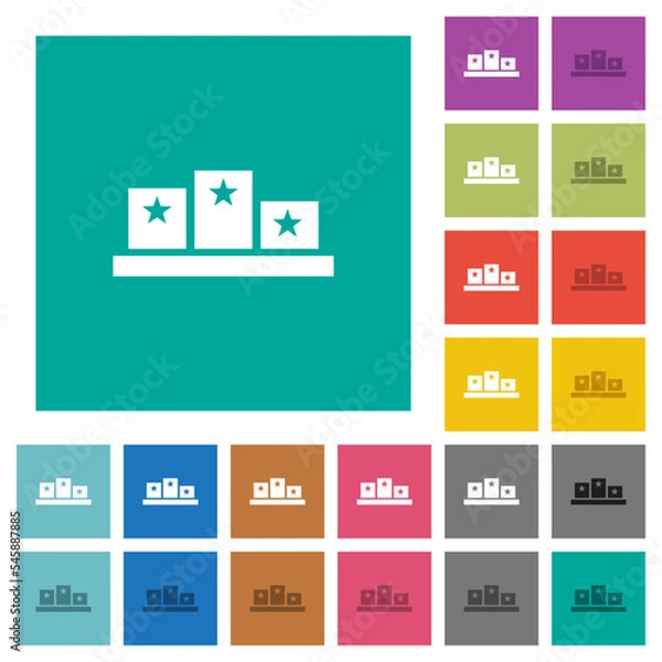 Fototapeta Winners podium with inside stars square flat multi colored icons