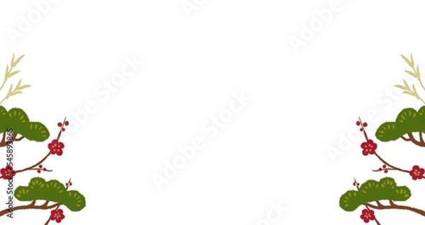 Fototapeta お正月背景イラスト　松竹梅