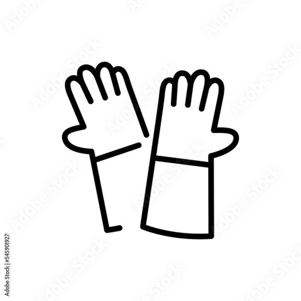 Fototapeta Protective gloves black line icon. Work uniform.