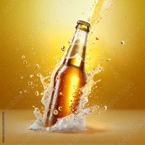 Fototapeta Bottle of beer with splash.