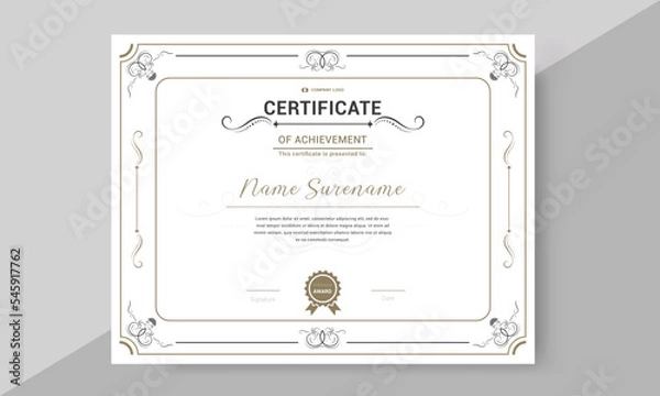 Fototapeta achievement certificate flourishes elegant vintage vector template