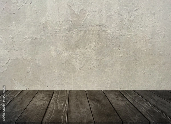 Obraz Empty wood table top with concrete wall