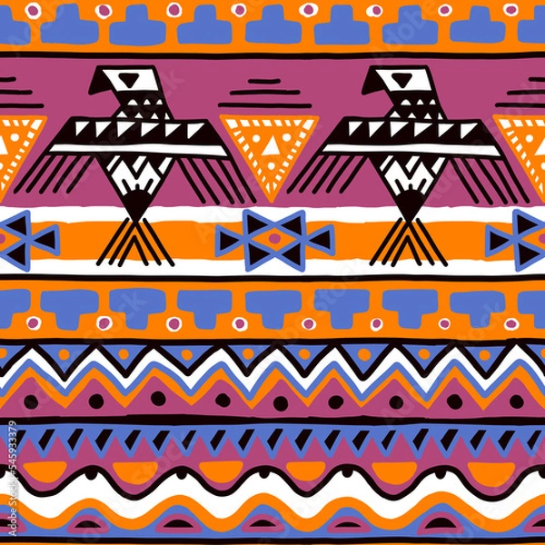 Obraz Aztec tribal seamless pattern. Native American Southwest, Navajo for wallpaper, fabric, textile, blanket, scrapbook