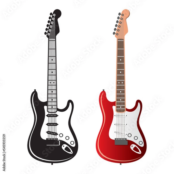 Fototapeta Electric guitar flat vector icon set isolated