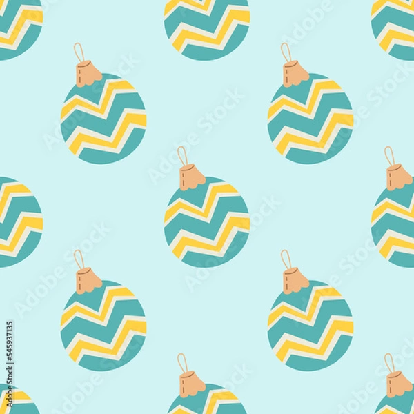 Obraz Christmas Tree Toys Seamless Pattern. Flat vector illustration