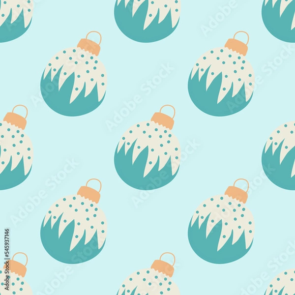 Obraz Christmas Tree Toys Seamless Pattern. Flat vector illustration