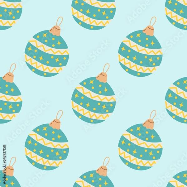 Obraz Christmas Tree Toys Seamless Pattern. Flat vector illustration