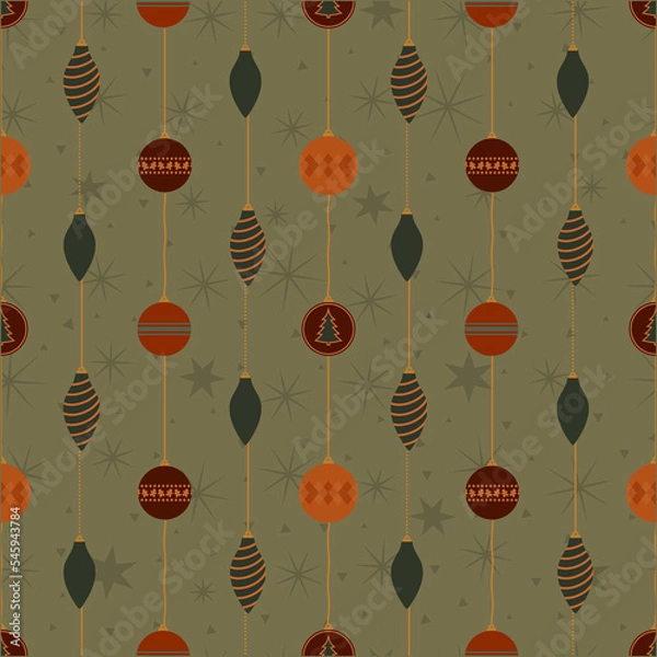 Fototapeta Seamless Christmas Tree Baubles Pattern