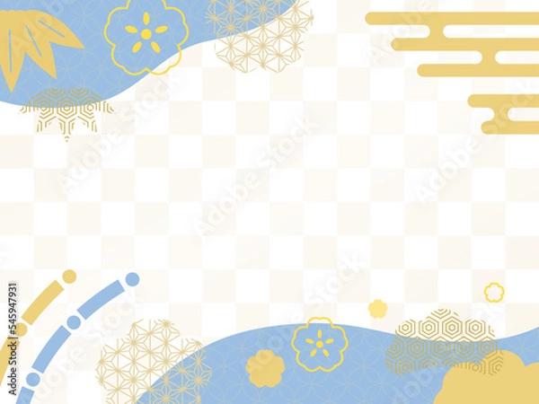 Obraz 正月の背景素材、青のポップなフレーム
