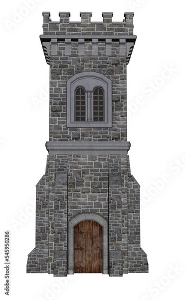 Fototapeta Square castle tower - 3D render