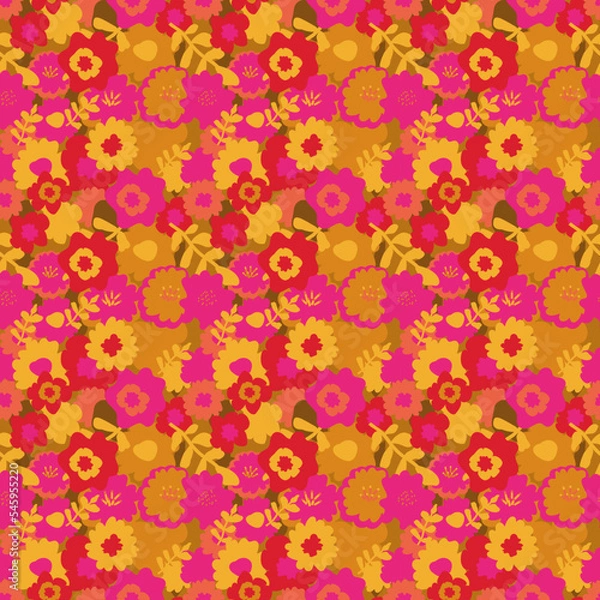 Obraz Seamless repeat print pattern background with colorful flowers