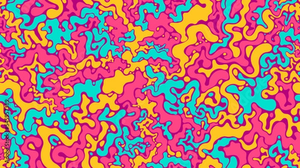 Fototapeta Vector colored blots, seamless rectangular four-colored pattern, multi-colored spots, flat drops and smudges