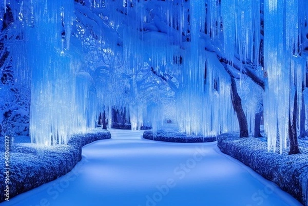 Fototapeta AI-Generated Image of a Winter Wonderland Enchanted Forest