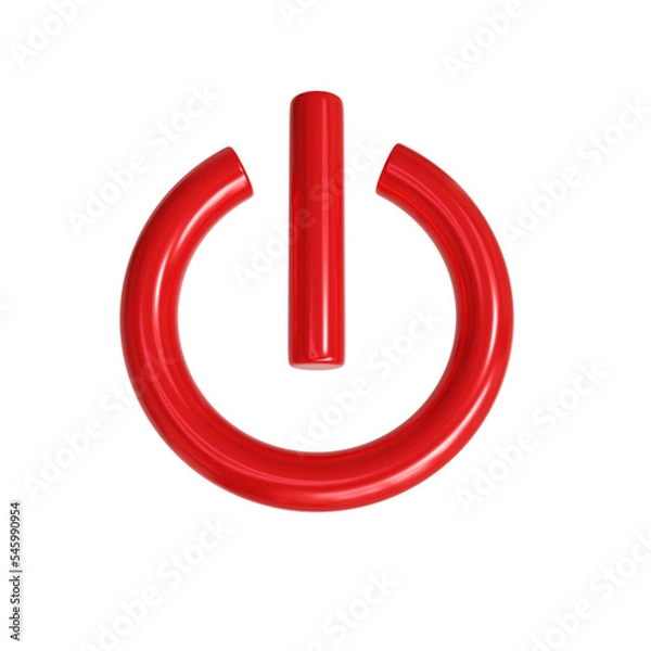 Fototapeta red power button icon 3d render design