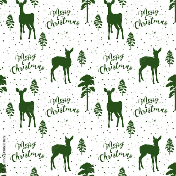 Fototapeta christmas background with deer, pattern with deer
