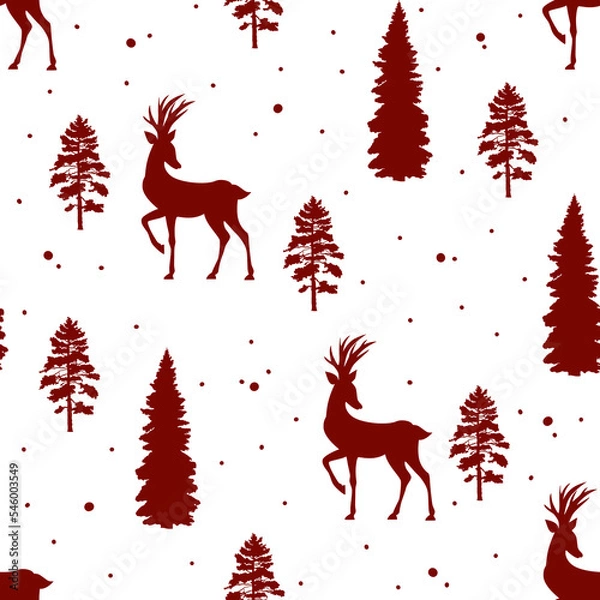Fototapeta christmas background with deer, pattern with deer