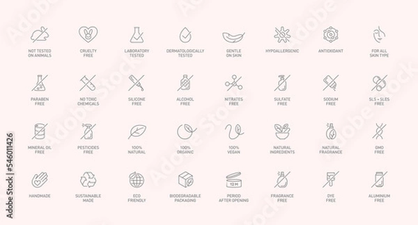Obraz Natural cosmetics vector badge logo icons set