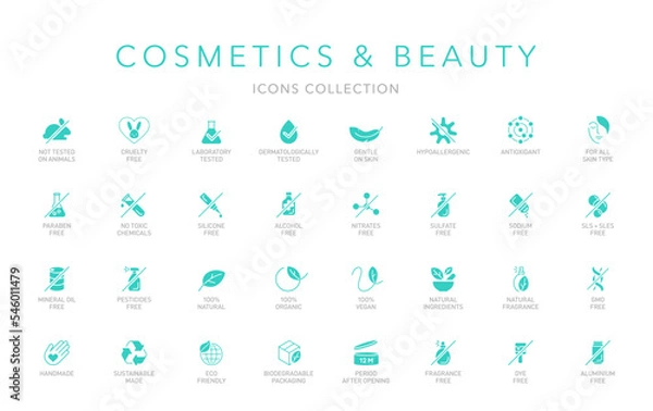 Obraz Natural cosmetics vector badge logo icons set