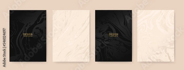 Fototapeta Modern vector cover design set. Prestigious background with abstract golden and black line pattern. Luxury elegant template for design menu, invitation, brochure, flyer layout, presentation.