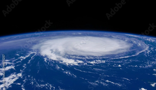 Fototapeta Hurricane view from satellite. Hurricane on earth as seen from space observation. Elements of this image furnished by NASA.