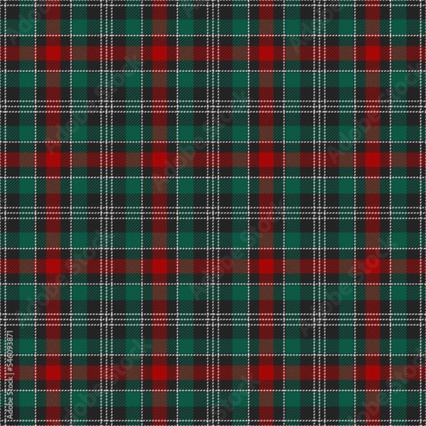 Fototapeta Christmas and new year tartan plaid. Scottish pattern in red, green, black and white cage. Scottish cage. Traditional Scottish checkered background. Seamless fabric texture. Vector illustration