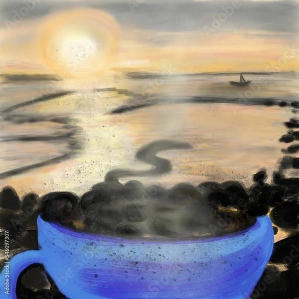 Obraz Blue mug with dreams