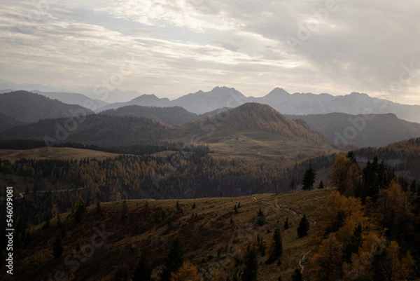 Obraz Sunset over mountains in autumn