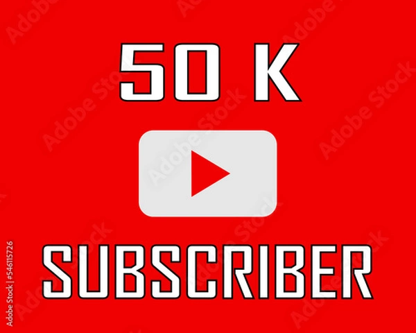 Obraz 50 K subscriber white on red banner art vector illustration