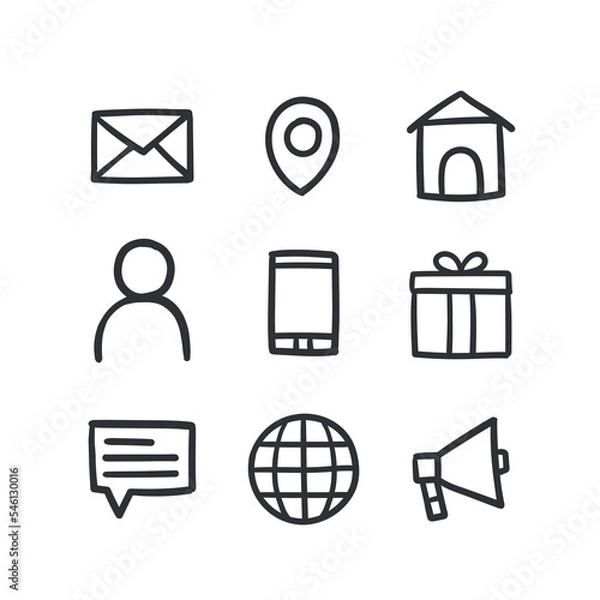 Fototapeta Contact icon set for business communication symbol