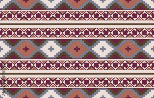 Obraz digital textile design Ethnic pattern, ikat, abstract shapes, wallpaper, frame, gift card for clothes