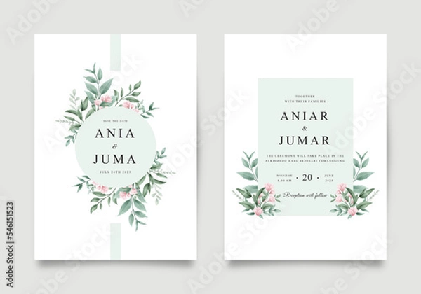 Obraz Beautiful wedding invitation template with watercolor floral decoration