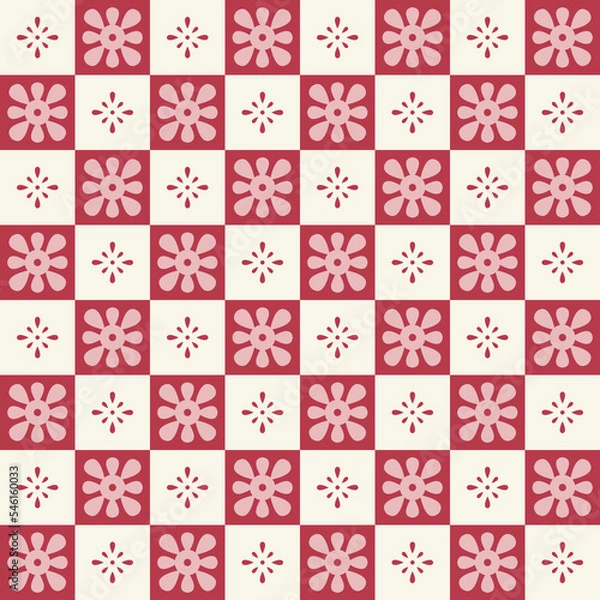 Fototapeta Vector retro style geometric seamless pattern digital textile print. Vector illustration
