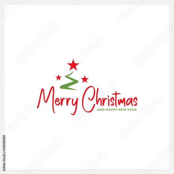 Fototapeta Christmas and Happy New Year logo vector Typography