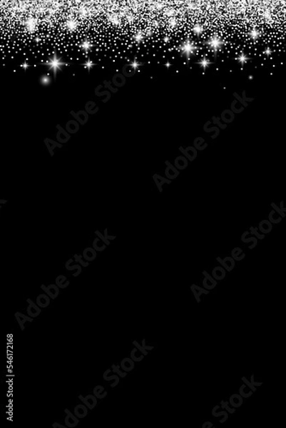 Fototapeta Silver glitter border with sparkles. Vector illustration