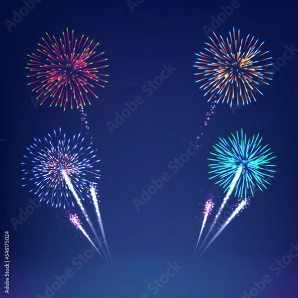 Obraz Fireworks With Blur Milky Way Background.