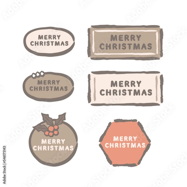 Obraz クリスマス　デコレーション　プレート　イラスト　セット