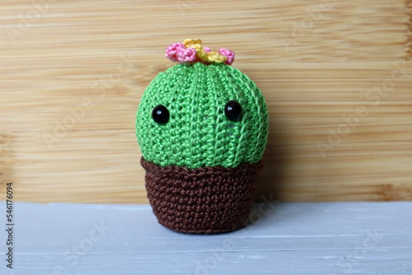 Obraz Crocheted needle holder Cactus. Handiwork.