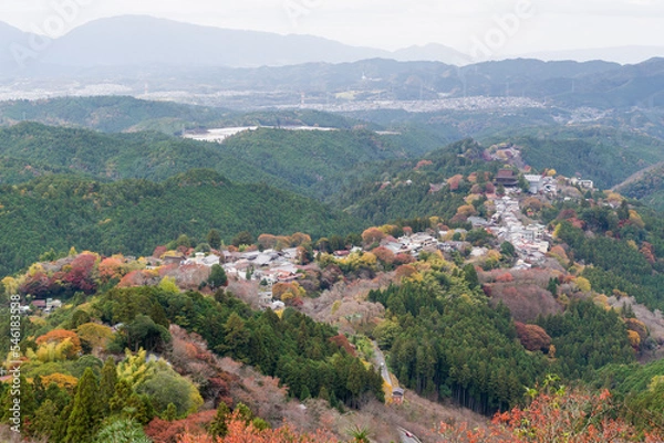 Fototapeta 花矢倉展望台からみる秋の吉野山