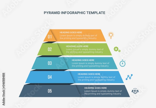 Obraz Triangle, pyramid chart infographic flat vector diagram for presentations