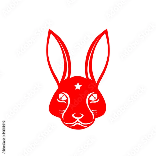 Fototapeta red rabbit logo. Chinese New Year. Vector illustration