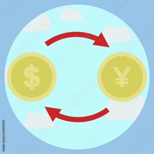 Fototapeta Financial exchange rate icon. Flat design. Minimal design.